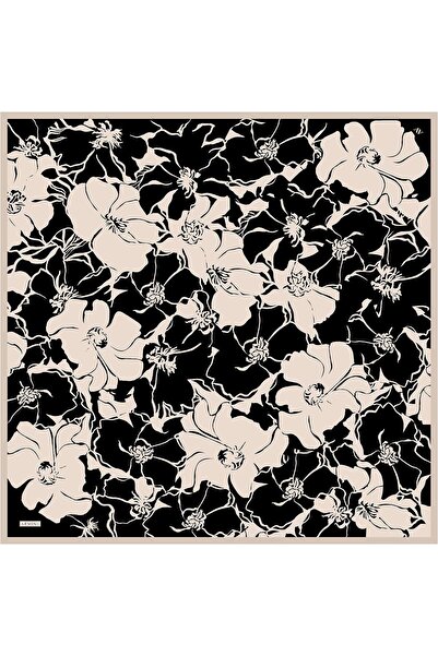 Armine Eșarfă de mătase Vara 2025 - 9344-39 Negru Bej Twill