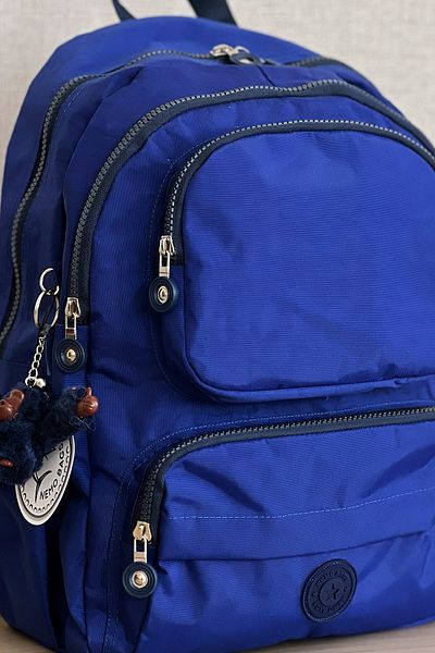 FCSTORE Geantă de școală, unisex, albastră și medie, din material clinker, impermeabilă, pentru laptop de călătorie