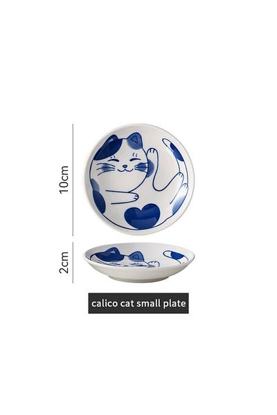 Choice 2x10cm D Japanese Style Ceramic Dessert Sauce Dish Tableware Creative Cute Cartoon Lucky Cat Pattern