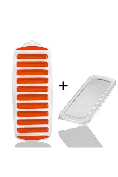 Choice Orange Pop Out Plastic Ice Cube Tray With Lid Reusable Ice Stick Tray Mold For Water And Sport Bottl