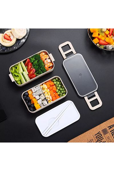 fulina Portable Lunch Box, Compartment Leak-proof Design, Separate Storage, for home, outdoor, beige
