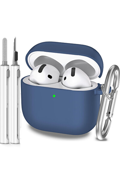 Choice غطاء حماية أزرق بحري لسماعات AirPods الجيل الرابع 2024، مصنوع من السيل...