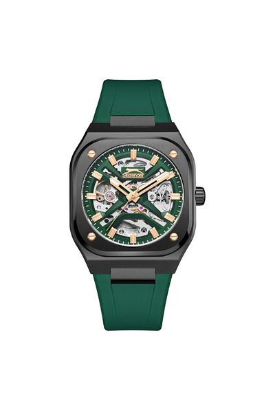 Slazenger SL.9.2415.1.02 Men Automatic  Display Watch & Silicone Strap Dark Green