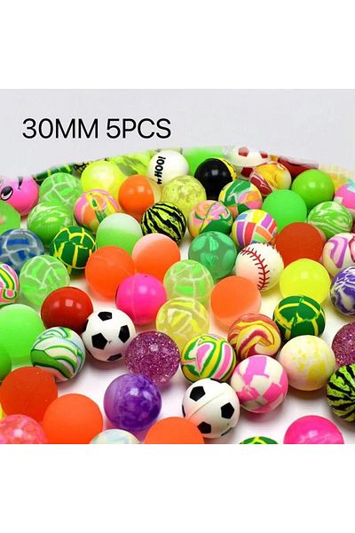 Choice 30MM Random  5PCS Elastic ball rubber jump ball rainbow two-color matte solid elastic ball colored f