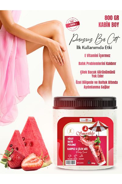 Smoothly WATERMELON STRAWBERRY PEELING 800 G. Body Ingrown Peeling After Epilation & Strawberry Leg Peeling