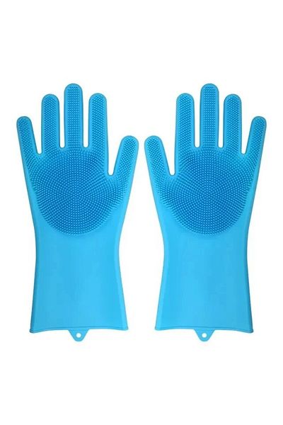 Choice blue Dishwashing Cleaning Gloves Magic Silicone Rubber Dish Washing Gloves for Household Sponge Scru