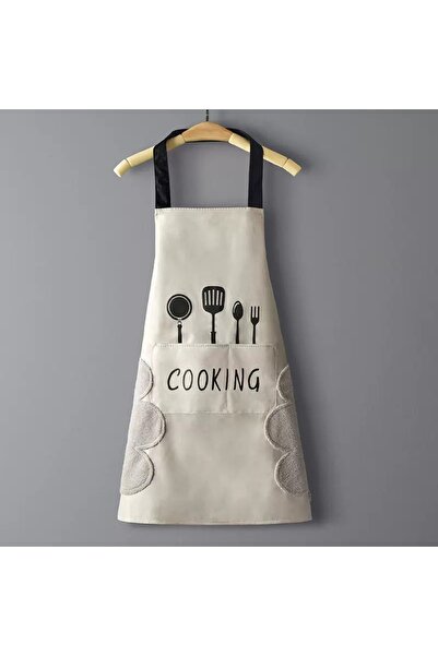 Choice Beige Apron Waterproof Oilproof Can Wipe Hands Kitchen Work Clothes Ho...