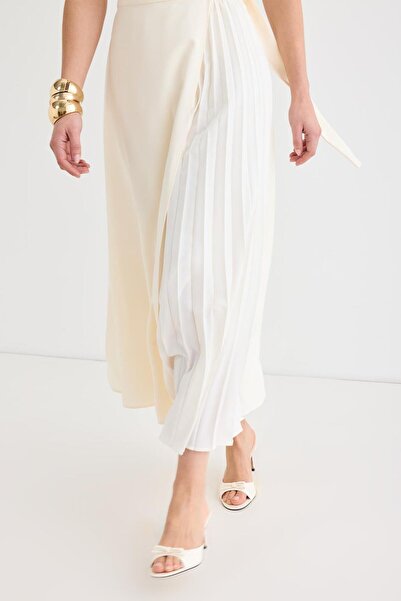 KADRİYE BAŞTÜRK Плісирована спідниця-конверт Rita в кольорі екрю