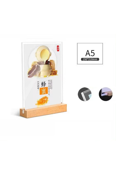 Choice حامل لافتات أكريليك شفاف مزدوج الجوانب، مناسب للطاولات، بمقاسات A-A5 و...