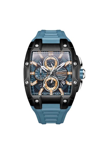 Quantum HNG1161.675 Men Chronograph Display Watch & Silicone Strap Dark Blue
