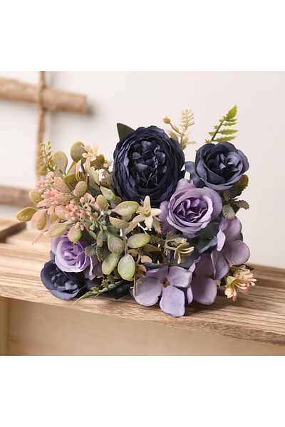 Choice Deep Purple DociDaci Autumn White Silk Artificial Roses Flowers Wedding Home Decoration High Quality