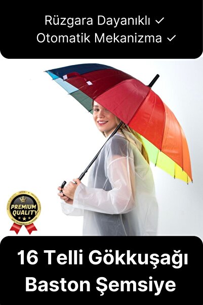 Svein Özel Tasarım Rüzgara Dayanıklı Otomatik Model Fiber 16 Telli  Gökkuşağı...