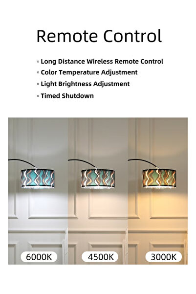 X SPRING Line print floor lamp with Remote Control & 3-Color LED Light - Adjustable Lamp for Living Room