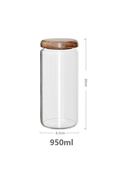 Choice XL KEMORELA Transparent Food Storage Container Jar Acacia Wood Round Tea Jar Dried Fruit Snacks Kitc