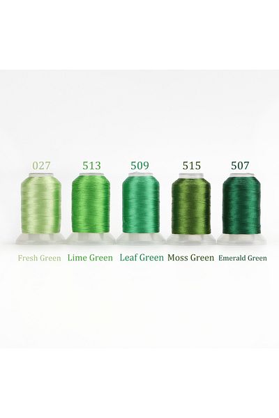 Choice 5 Green Colors 4/5 Brother Colors Set Premium Polyester Embroidery Thread 500 Meters Each Spool For