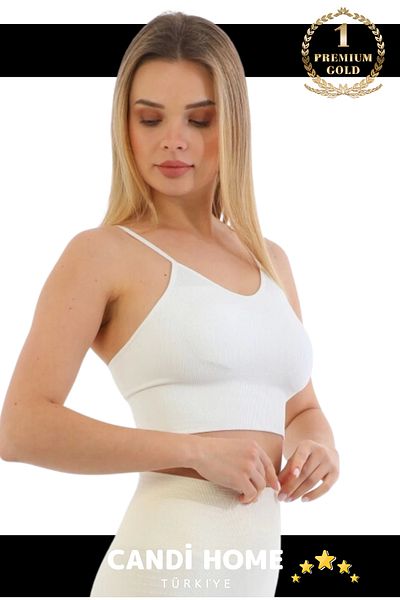 HOBİ CONDİ Premium New Breast Enhancer Anti-Sagging Sports Daily Thin Rope Strap Padded Ribbed Crop Bustier
