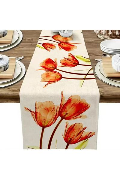 Choice 33x183cm 2 Tulip Linen Table Rustic Farmhouse Style Table Runner 13x70 Inch,kitchen Dining Table Dec