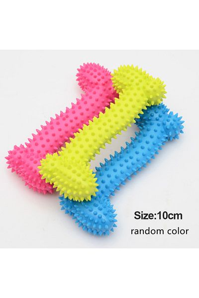 Choice Random Color Solid Bones Pet Chew Toy Soft Rubber Bite-resistance Bone Shape Teeth Grinding Chewing