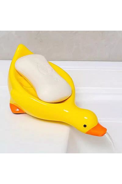 Choice Yellow Soap Tray Self-draining Soap Rack Cute Duck-shaped Creative Rack for Shower Bathroom Kitchen