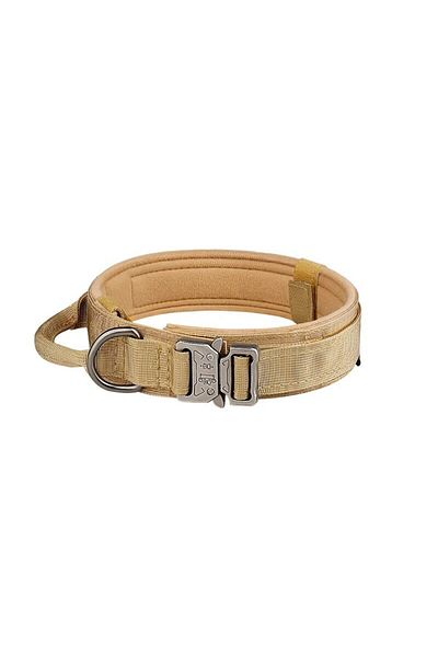 Choice Xl Khaki Tactical Dog Collar For Medium And Large Dogs: Suitable For All Breeds, Adjustable And Dura