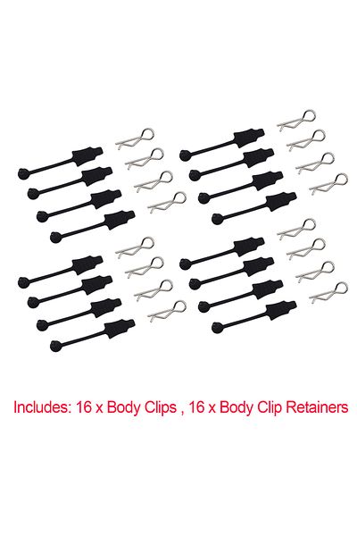 Choice 16 PCS Save More Rubber Body Clip Retainer Kit for Mojave Limitless Typhon Kraton 1/7 1/8 RC Car Par