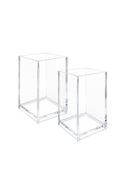 Choice 2 Pack 3 Pack Clear Acrylic Makeup Brush Holder,Acrylic Cosmetic Brushes Organizer Desktop Storage B