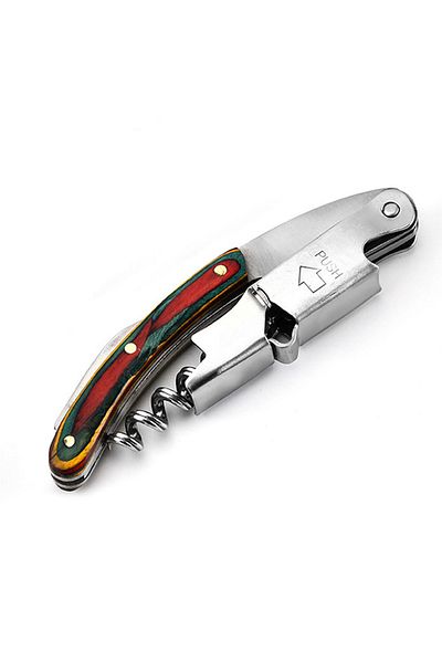 Choice F Professional Waiters Corkscrew,wine Key With Ergonomic Wood Grip, Beer Bottle Opener, And Foil Cu.