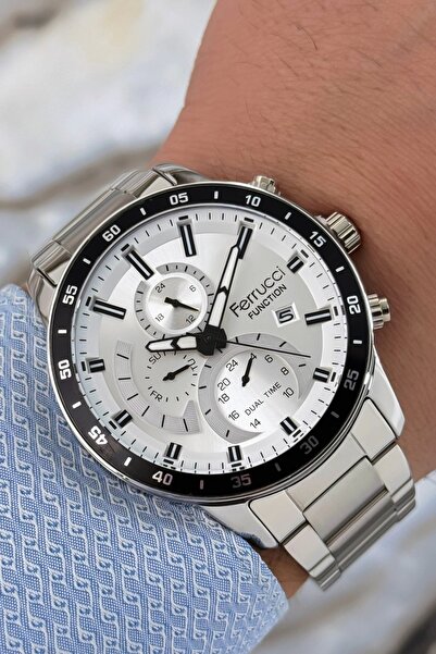 Ferrucci Function Gümüş Renk Çelik Kordon&Kasa Erkek Kol Saati 3 ATM+Bileklik...