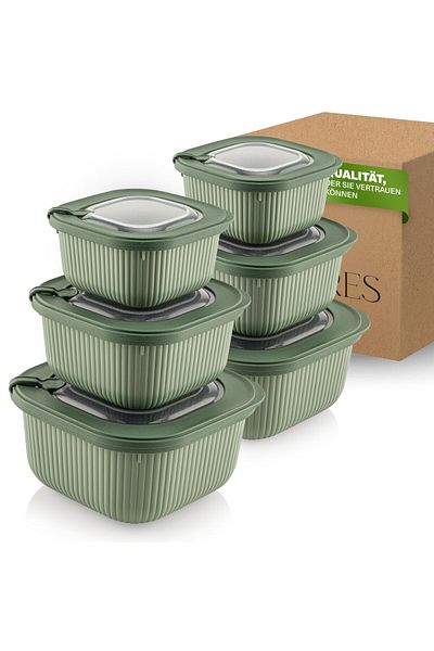 Viwares Frischhaltedosen im 6er Set mit transparentem Ventildeckel 3 Größen (600ml/1100ml/1800ml)