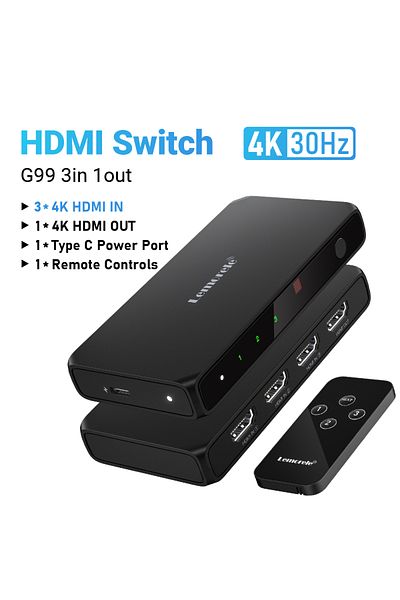 lemorele محول محول HDMI وUSB وKVM ومحول USB 3.0 بمدخلين و4 مخرجات ومفتاح USB وKVM