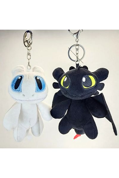 Choice 2pcs Cute Cartoon Instagram Black And White Flying Dragon Series Metal Plush Keychain Bag Pendant Ac
