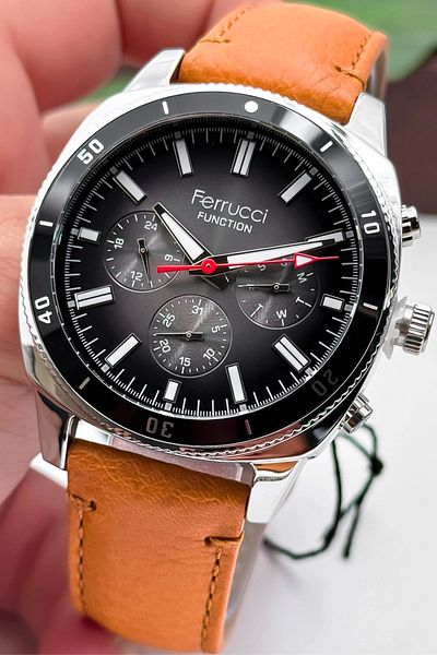 Ferrucci Tan Color Leather Cord, Function Men's Wristwatch Bracelet Zmfer159