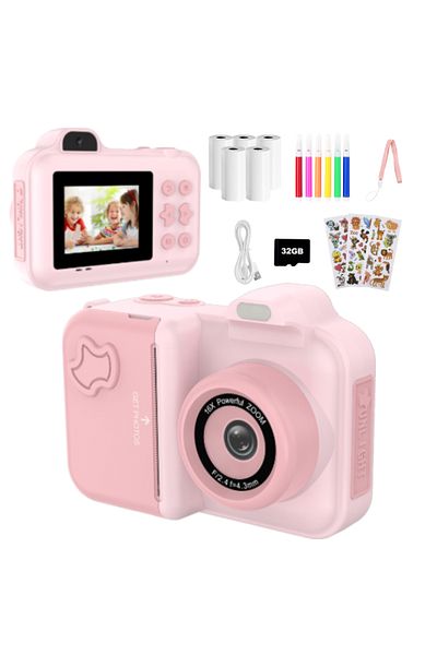 Choice Pink Instant Print For Kids Mini Digital Video Camera Dual Lens Thermal Paper Toys Boys Girls Gifts