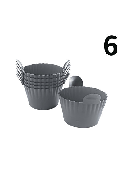 Choice 6 قطع من قوالب الخبز المصنوعة من السيليكون الرمادية لقلي البيض في المق...