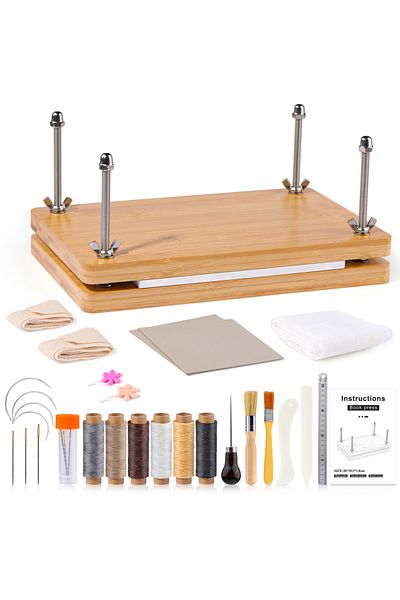 Choice Type2 Bookbinding Plastic Bone Folder Creaser Waxed Thread Tools Set with Portable Binding Press Mac