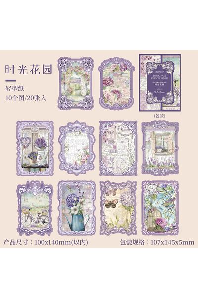 Choice C 20 pcs/pack Vintage Flowers and birds Decor Paper Junk Journal Supplies DIY Scrapbooking Planner .