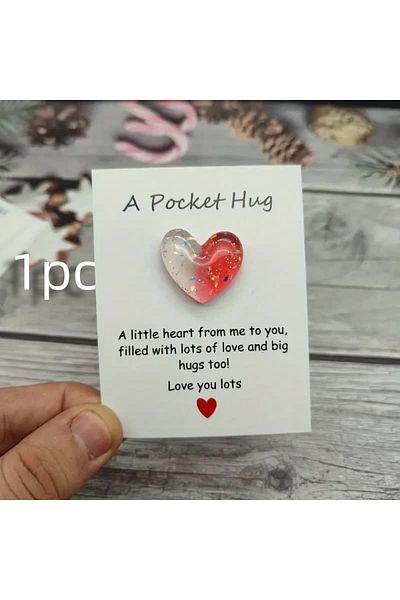 k3 1pc 1/3pcs cute little heart pocket hug, decorated pocket hug with encouragement card, special bi