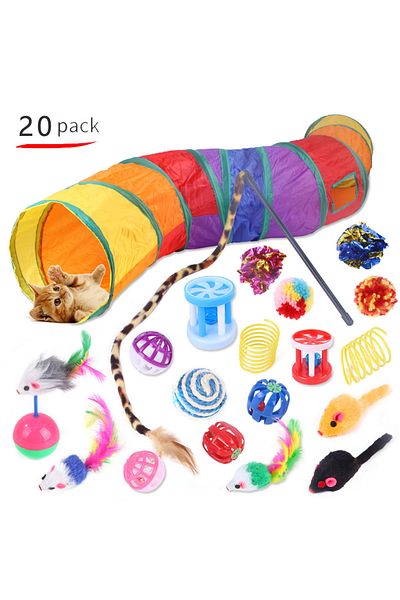Choice 20pcs Cat Toys Cat Kitten Play Tunnel  Mouse Shape Balls Foldable  Chat Funny Cat Tent Mouse Supplie