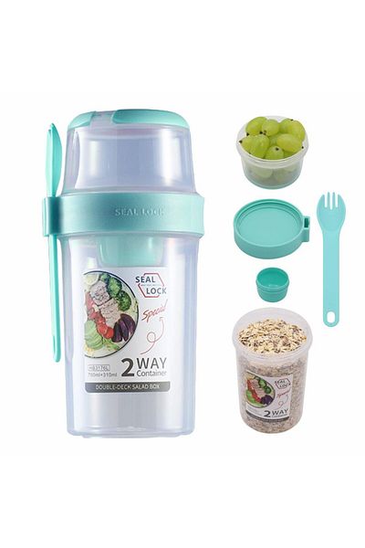 Choice 800ml Green Breakfast On The Go Cups, Salad Cup To Go, Take And Go Yogurt Cereal Overnight Oats Snac
