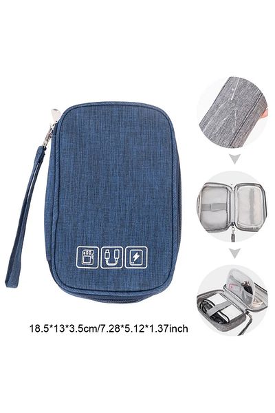 Choice Dark Blue Wholesale Cable Storage Bag Electronic Organizer Digital Charger Wires Usb Power Pouch Por