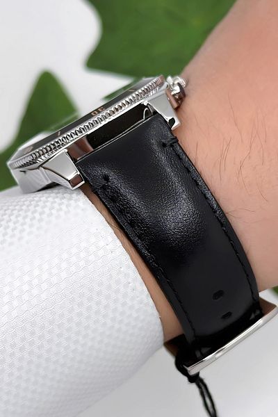 Ferrucci Black-Silver Leather Cord Men's Wristwatch 3 Atm Bracelet with Gift