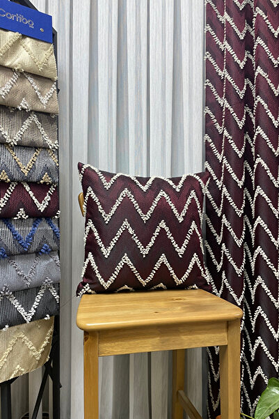 Cortibo Verona Patterned Throw Pillow Cover Claret Red