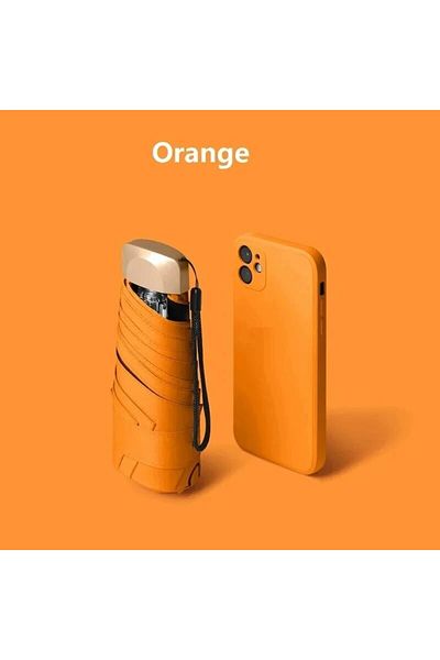 Choice 1pc orange 1Pc 55% Off Mini Sun Umbrella Pocket Rain Umbrella Vinyl Folding UV Ultraviolet Protectio