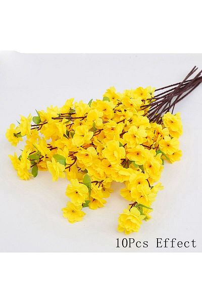 Choice 63CM Yellow Sakura Artificial Flowers Bouquet for Garden Party Wedding Marriage Decoration Home Room