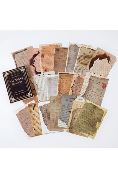 Choice 5 60 pcs Retro traces book page material paper series tore up old book pages Text plants old Newspa.