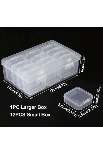 Choice 12gird Transparent Plastic Box, Packaging Box, Female Jewelry Portable Handheld Diy Handmade Materia