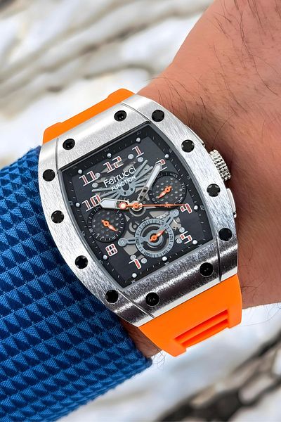 Ferrucci Men's Orange Color Wristwatch and Bracelet with Silicone Cord - Fcf.03258fs.04 Function