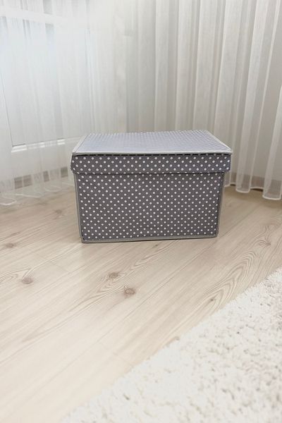 VAYBE 3 Pieces Mini Storage Box, Box Storage, Box, Organizer, Toy Box Gray Polka Dot Pattern 30x40x25