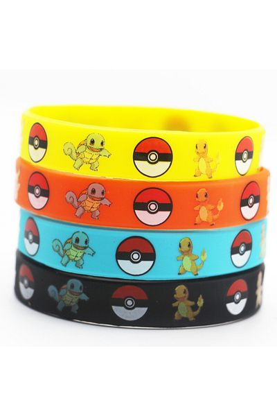 Choice Not luminous 4pcs Pokemon Bracelet Anime Pocket Elf Pikachu Noctilucent Cartoon Silicone Wristband B