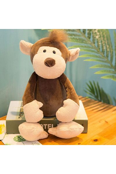 Choice 25cm monkey 25cm Stuffed Lifelike Lion Tiger Elephant Monkey Leopard Giraffe Raccoon Doll Simulation